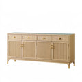 Credenza 160 x 40 x 85 cm in legno beige con cassetti e ante scanalate