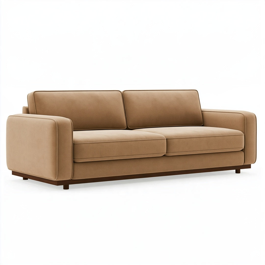 Divano 3 posti 210 x 90 x 85 cm in tessuto color cammello - stile moderno