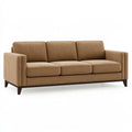 Divano 3 posti 220 x 90 x 85 cm in tessuto marrone con gambe in legno stile moderno