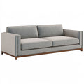 Divano 3 posti 220 cm in tessuto grigio con base in legno stile moderno