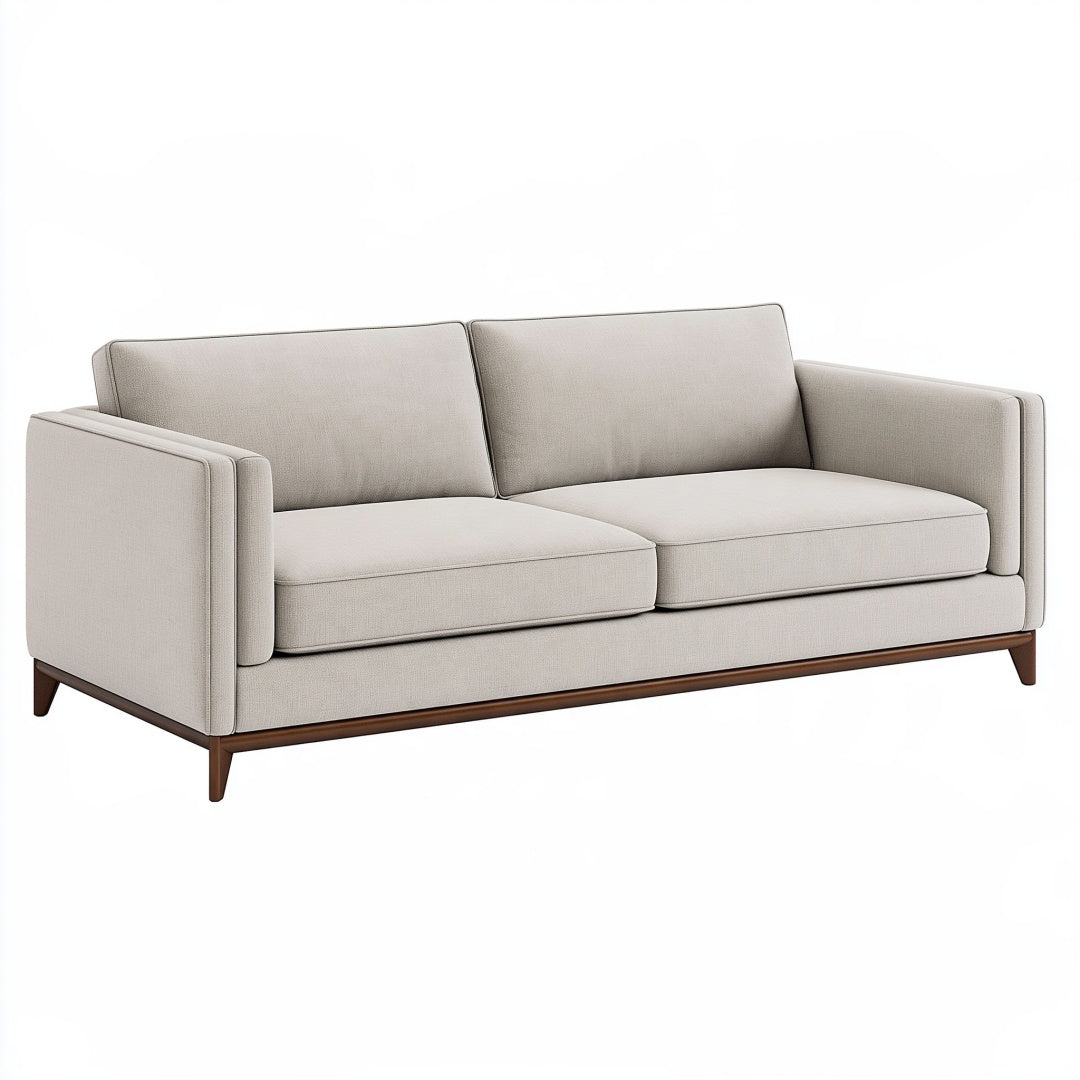 Divano 2 posti 200 x 90 x 85 cm in tessuto beige con gambe in legno - stile moderno per soggiorno