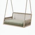 Dondolo sospeso 140 x 75 x 65 cm in metallo beige con corda intrecciata e seduta verde stile moderno da esterno