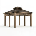 Gazebo da giardino 300 x 300 cm in metallo marrone e nero con tetto a padiglione