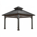 Gazebo da giardino 300 x 300 x 300 cm in metallo antracite con tetto a doppio livello