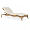 Lettino prendisole 200 x 70 cm in legno e rattan beige con schienale regolabile