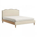 Letto matrimoniale 160 x 200 cm in legno e tessuto beige stile classico