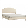 Letto matrimoniale 160 x 200 cm imbottito beige con struttura in legno stile moderno