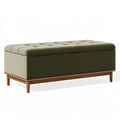 Panca contenitore 120 x 45 x 48 cm in similpelle verde con base in legno stile moderno