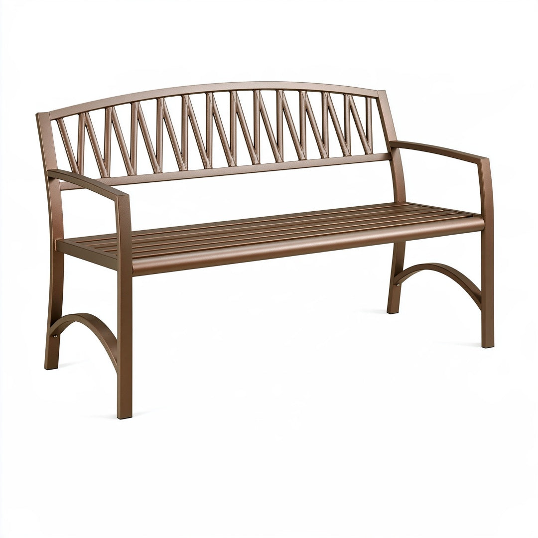 Panchina da giardino 150 x 60 x 90 cm in metallo bronzo - seduta a doghe stile classico