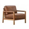 Poltrona 76 x 80 x 82 cm in legno e rivestimento effetto pelle marrone cognac - stile moderno per soggiorno