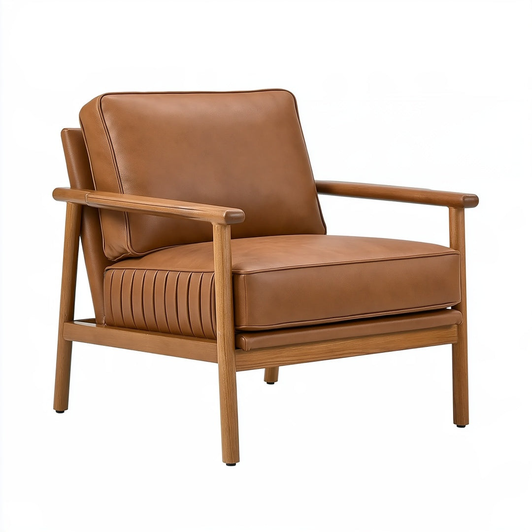 Poltrona 78 x 85 x 82 cm in similpelle marrone con struttura in legno stile moderno