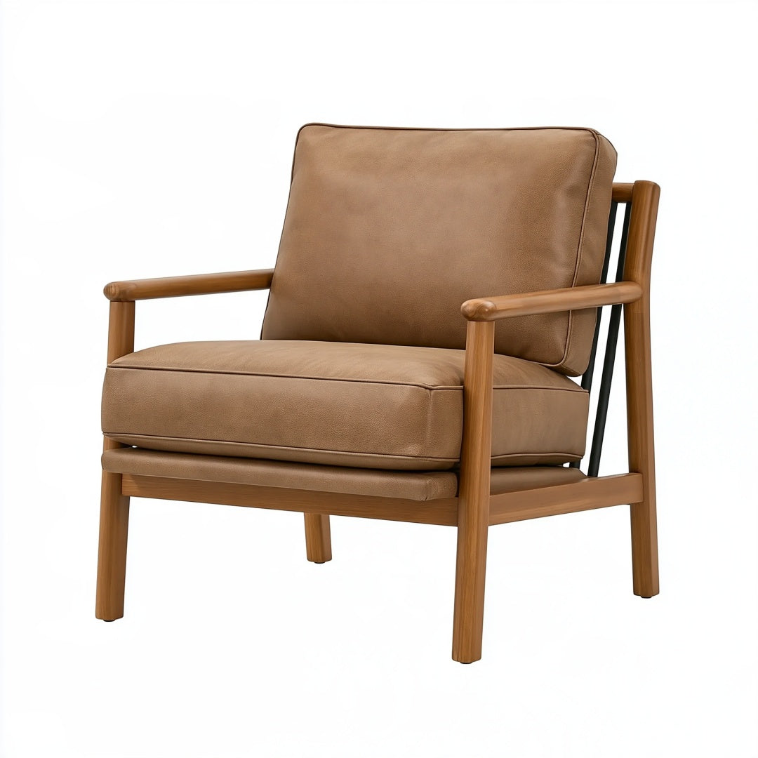 Poltrona 75 x 82 x 84 cm in legno marrone con rivestimento effetto pelle stile moderno