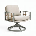 Poltrona girevole da esterno 83 x 78 x 82 cm in metallo e tessuto beige stile contemporaneo