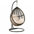 Poltrona sospesa 105 x 105 x 200 cm in rattan sintetico marrone con struttura in acciaio nero per interni ed esterni