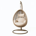 Poltrona sospesa 105 x 105 x 195 cm in rattan marrone con struttura in metallo per relax