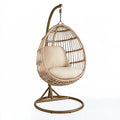 Poltrona sospesa 105 x 105 x 195 cm in fibra intrecciata beige con supporto in metallo stile boho